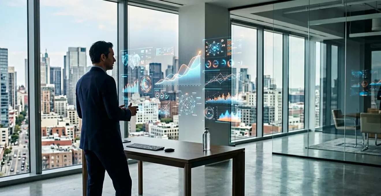 CFO analyzing comprehensive training ROI dashboard with financial performance metrics