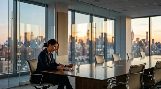Professional preparing for behavioral interview questions with story frameworks