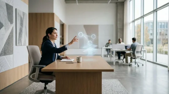 Professional in modern workspace rapidly acquiring new competencies through various learning methods in a fast-paced technology environment