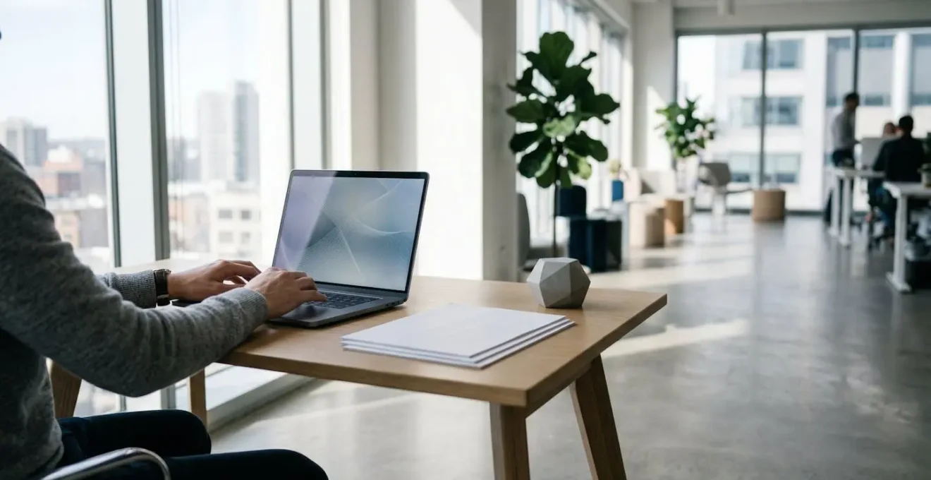 Professional workspace showing resume optimization process with modern office elements