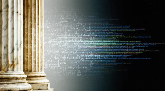 Abstract visualization contrasting deep theoretical knowledge with practical skills in modern education