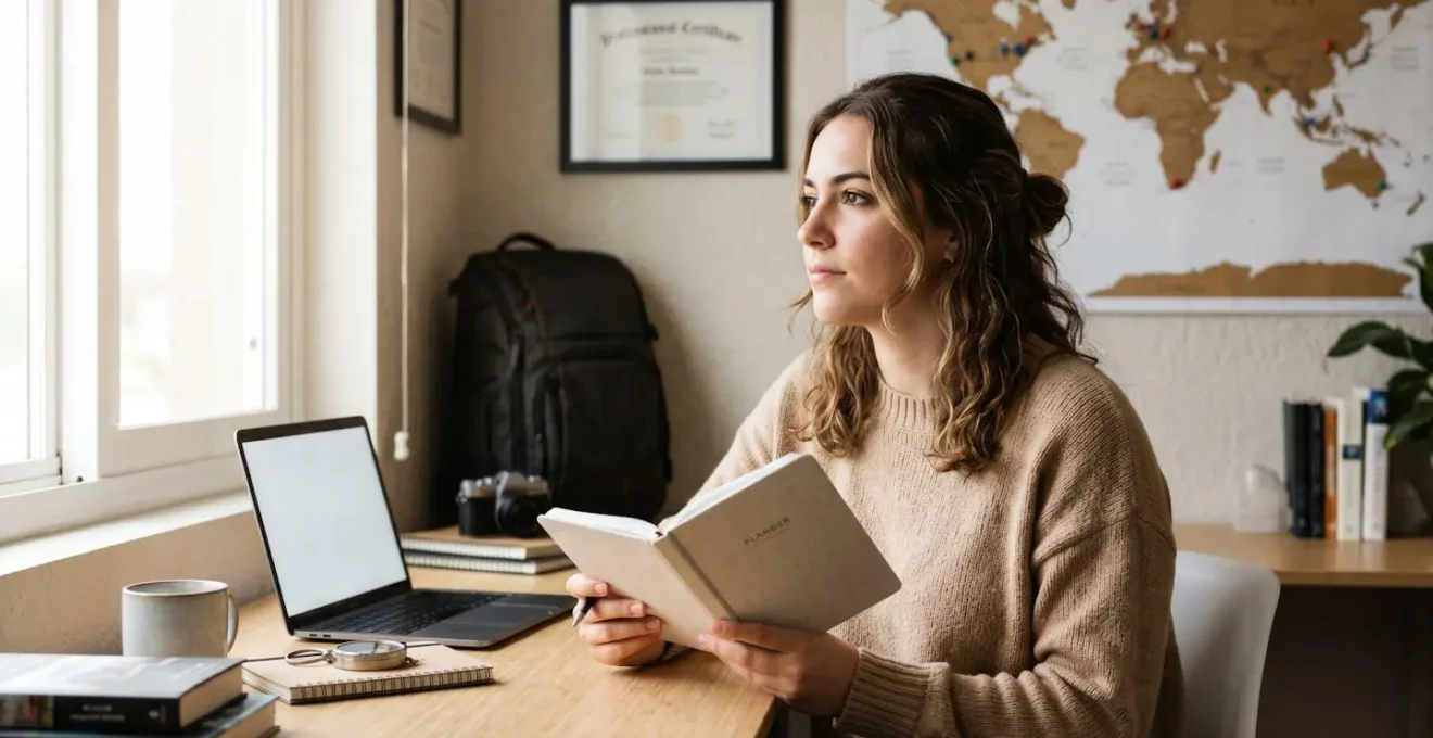 Young adult planning strategic gap year with career development focus