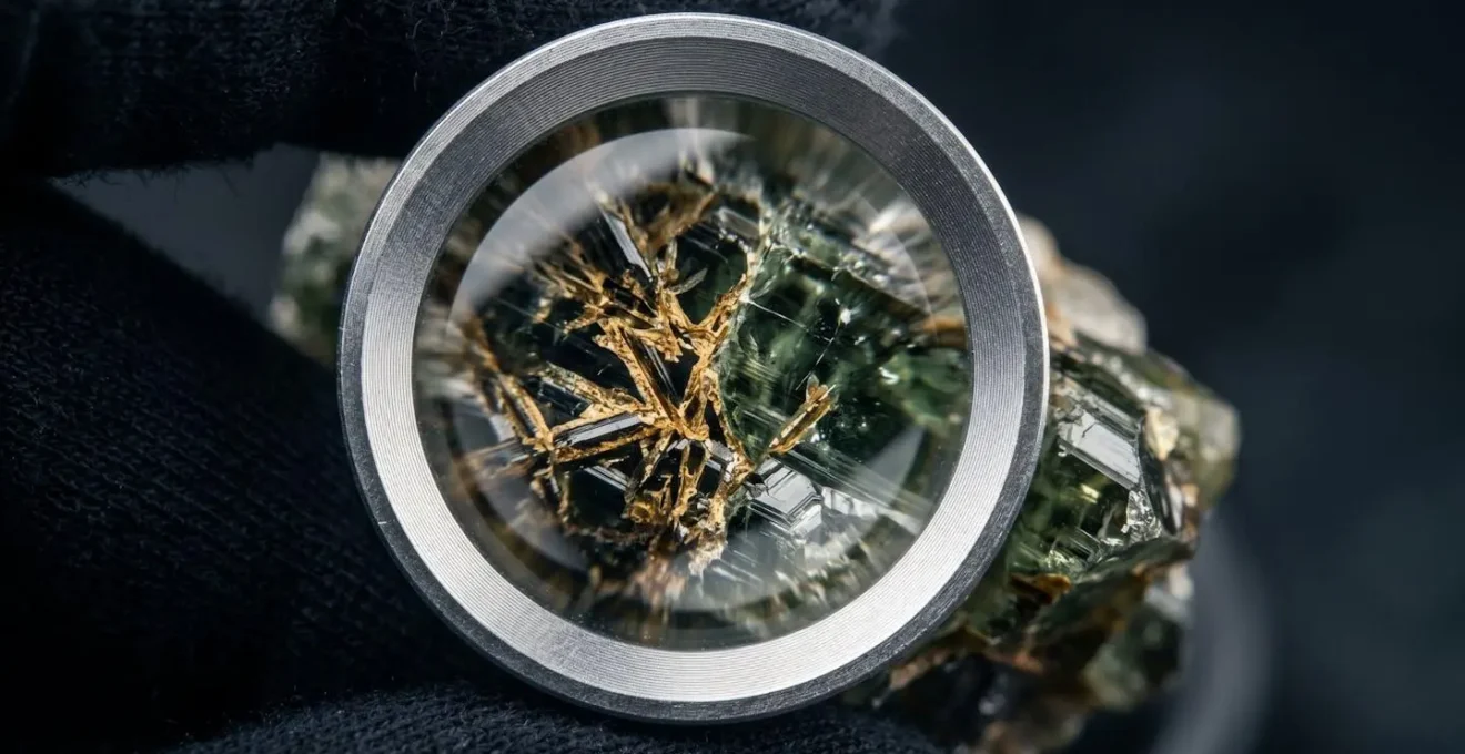 Extreme close-up of examining tool showing fine details and precision