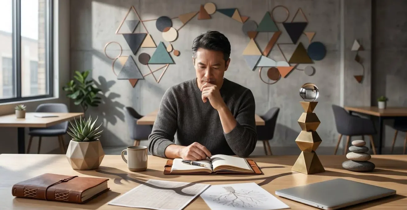 Professional creating content on laptop in creative workspace environment