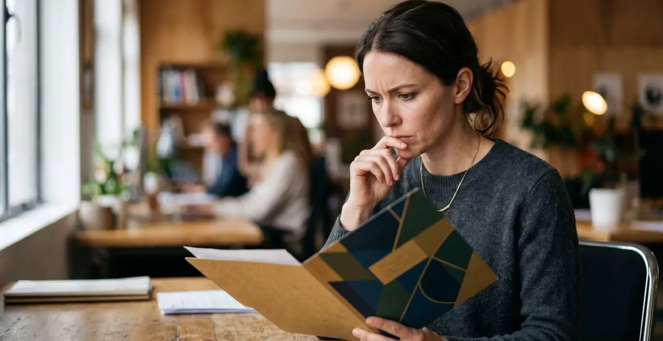 Professional examining educational credentials on laptop with verification documents